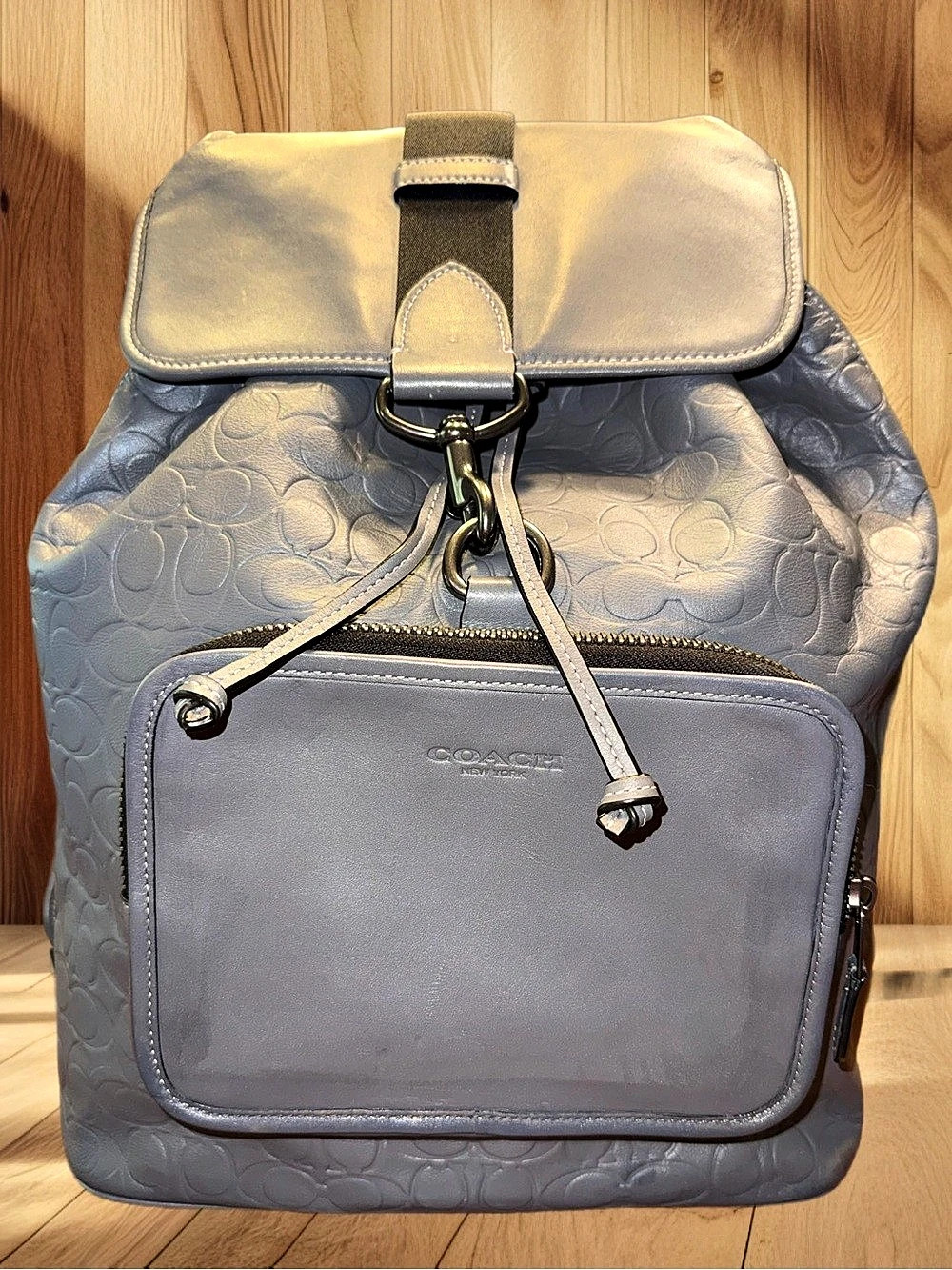 Coach Sullivan C9868 Industrial Grey Signature Leather Backpack